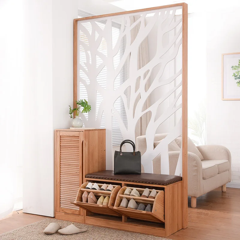Solid wood screen simple living room corridor foyer cabinet partition shoe cabinet
