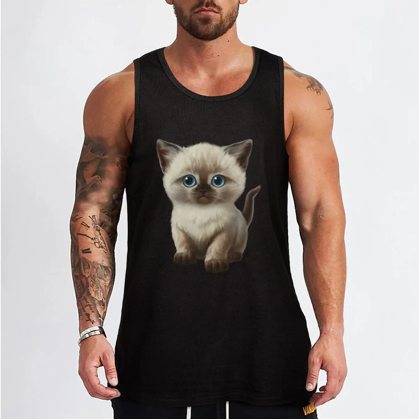 Cataclysm: Siamese Kitten Paws Tank Top cotton t-shirts man tops