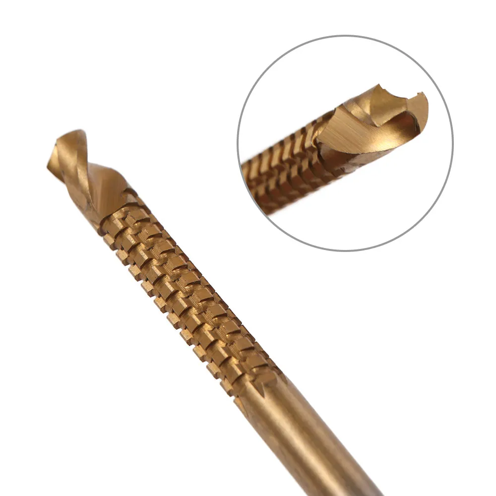 6pcs 3 in 1 Multi-functional Twist Bore Bits Hole Opening Straight Shank Grooving Drills Coated Steel HSS Drill Bits Carpenter