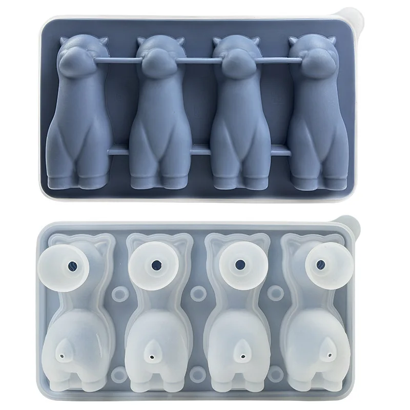 Dog Cat Penguin Ice Cube Silicone Mold Ornament Alpaca Shaped Ice Cream Maker Tray Home Party Coffee Whiskey Tools Mini Gifts