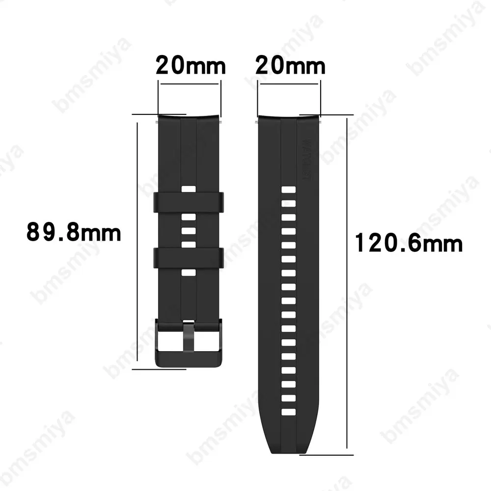 1 pçs 20mm pulseira de silicone para huawei relógio 2 gt2 gt3 42mm banda honra relógio se magicwatch2 42mm substituição pulseira cinto