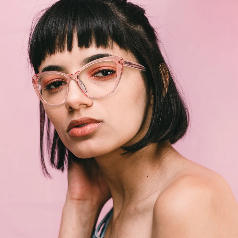 VCKA, gafas graduadas para miopía TR90 de alta calidad para mujer, monturas de gafas ópticas personalizadas con luz azul y ojo de gato de 0,50 a-10