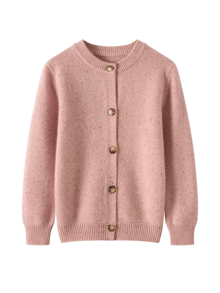 Basic Kids Sweater Cardigan 100% Cashmere Children Clothes Autumn Winter Open Stitch Boys Girls Sweater Warm Thicked O-Neck Knit