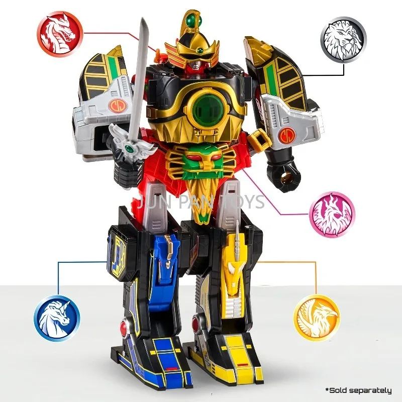 Original Playmates Power Rangers Legacy Thunder Megazord 5-in-1 Combination Action Figure Lion Red Dragon Thunderzord Toys Gifts