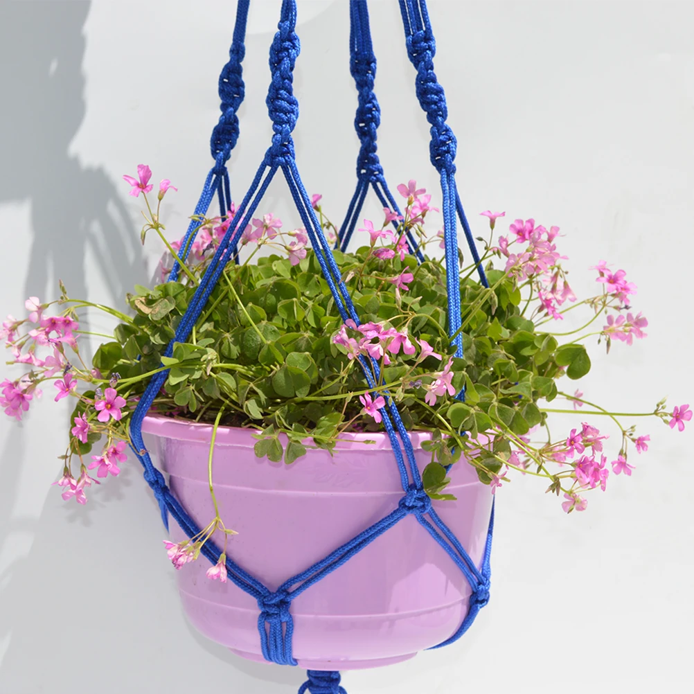 

Pot Woven Mesh Basket Flower Hang Coat Hanger Plant Hangers Indoor Macrame Large Blue