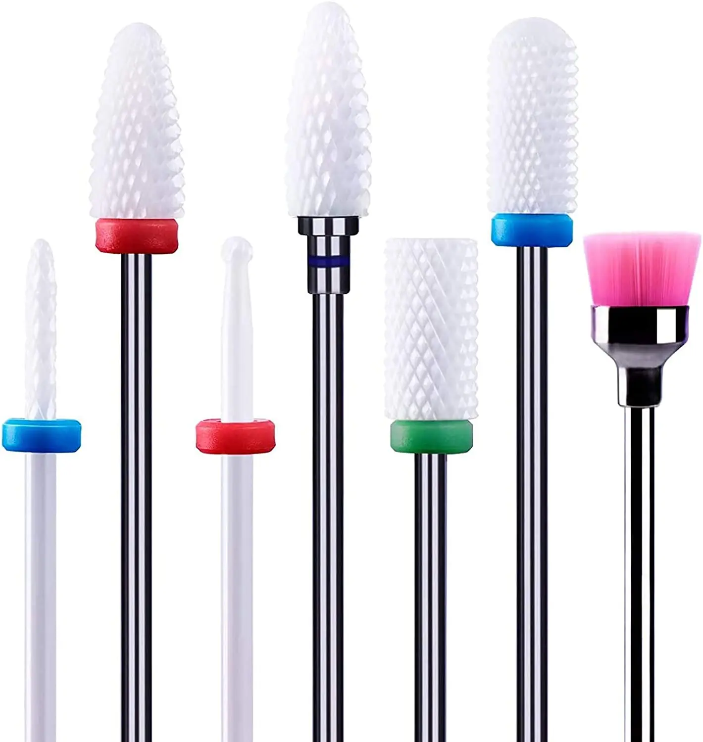 7 szt./zestaw frezów ceramicznych do manicure, zestaw wierteł do paznokci do usuwania żelu i polerowania.