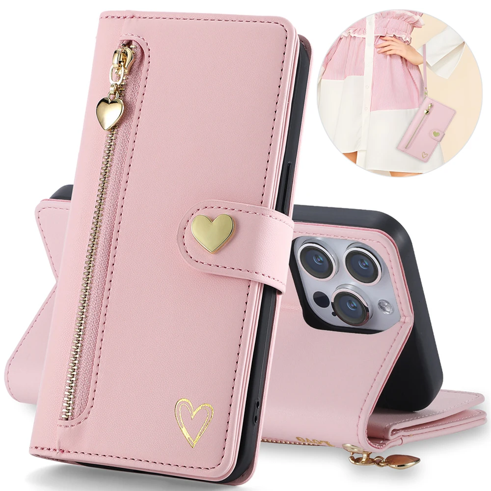 Lanyard Leather Zipper Wallet Book Case For OPPO Realme C55 C53 C51 C35 C33 C31 C 30 25 S C25y C21y C21 C15 C11 Flip Cover