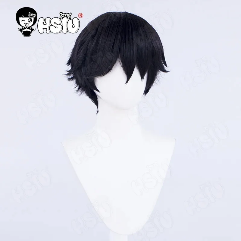 ISO コスプレウィッグゲーム VALORANT コスプレウィッグ HSIU 30 センチメートル黒ショートヘア合成かつら + ウィッグキャップ valorant iso コスプレウィッグ