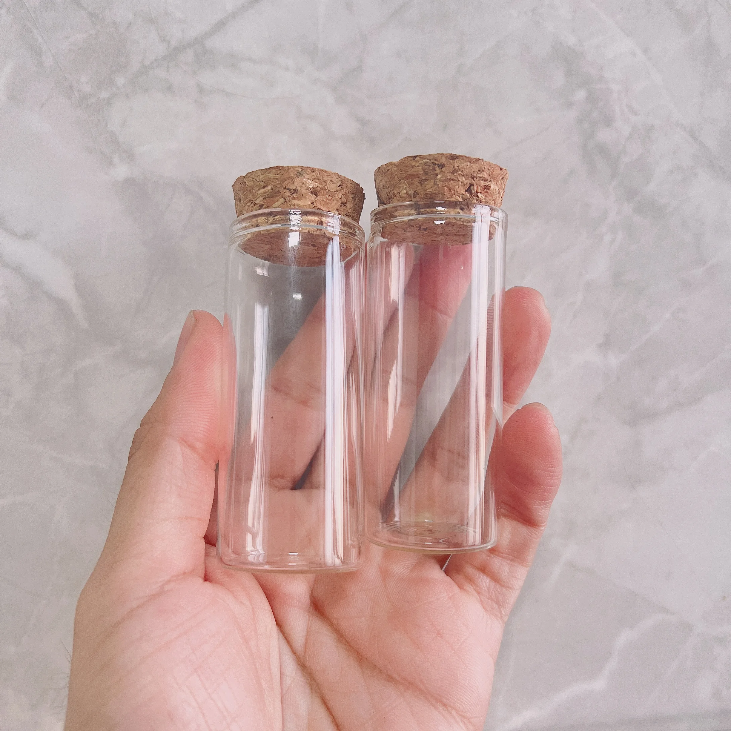 

56 PCS Party Glass Bottle 26*30*70mm 30ml DIY Mini Glass Jars Cork Stopper Clear Small Jars Vials Wishing Message Bottles