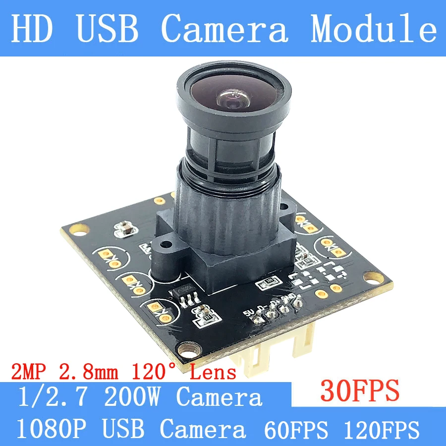 Industrie 120 °   Weitwinkel 30FPS/60FPS/120FPS CCTV Überwachung HD 200W 1920*1080P Android Linux UVC Webcam USB Kamera Codul