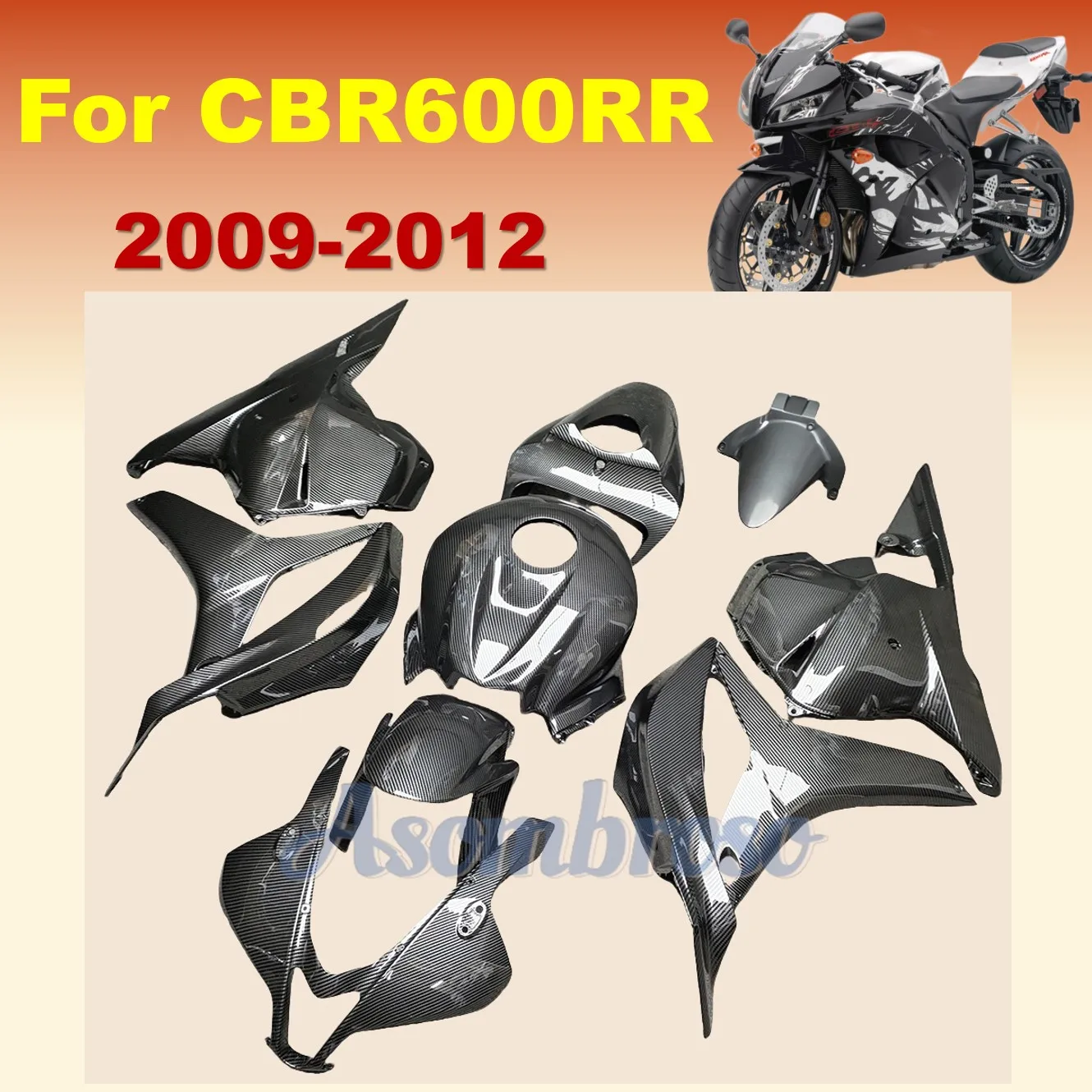 Carbon Fibre fairing kit fit for for Honda CBR600RR 2009 2010 2011 2012 CBR 600RR 09 10 11 12 Great Quality Motorcycle Fairings