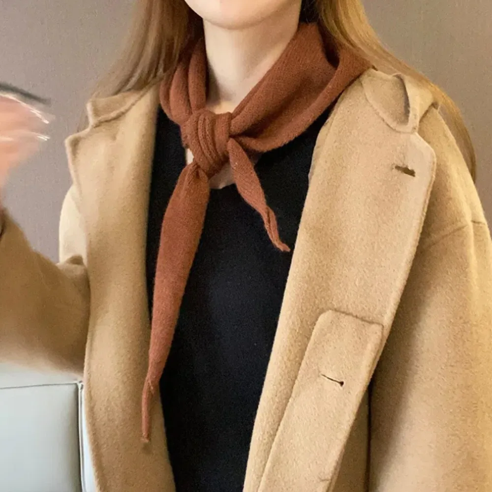 Luxo estilo coreano de malha triângulo cachecol macio engrossar inverno cachecóis de caxemira à prova de vento casual feminino xale de caxemira feminino