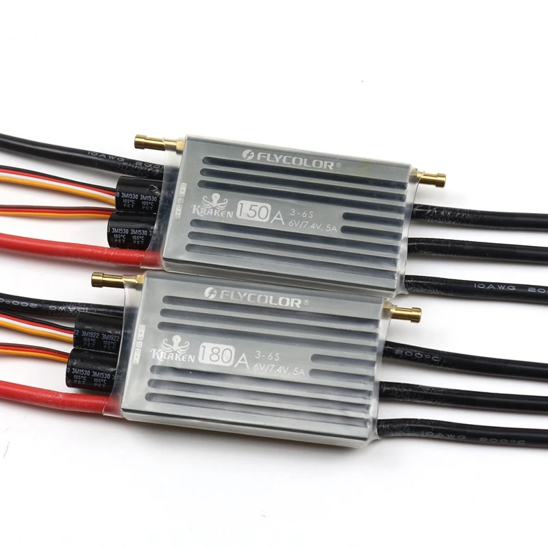 FLYCOLOR KRAKEN 3-6S مقاوم للماء بدون فرش ESC وحدة تحكم إلكترونية في السرعة RC قارب سباق 40A/60A/90A/120A/150A/180A يبو بلاستيك