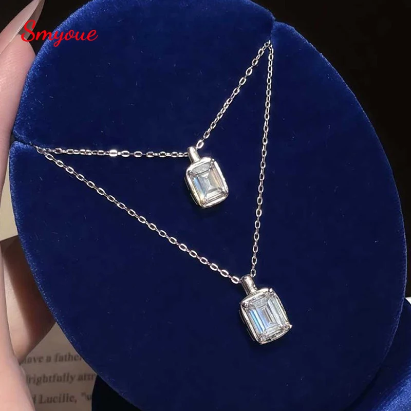 

Smyoue D Color 1/2CT Emerald Cut Moissanite Necklace for Women Cute Candy Pendant S925 Sterling Silver Wedding Jewelry Gifts