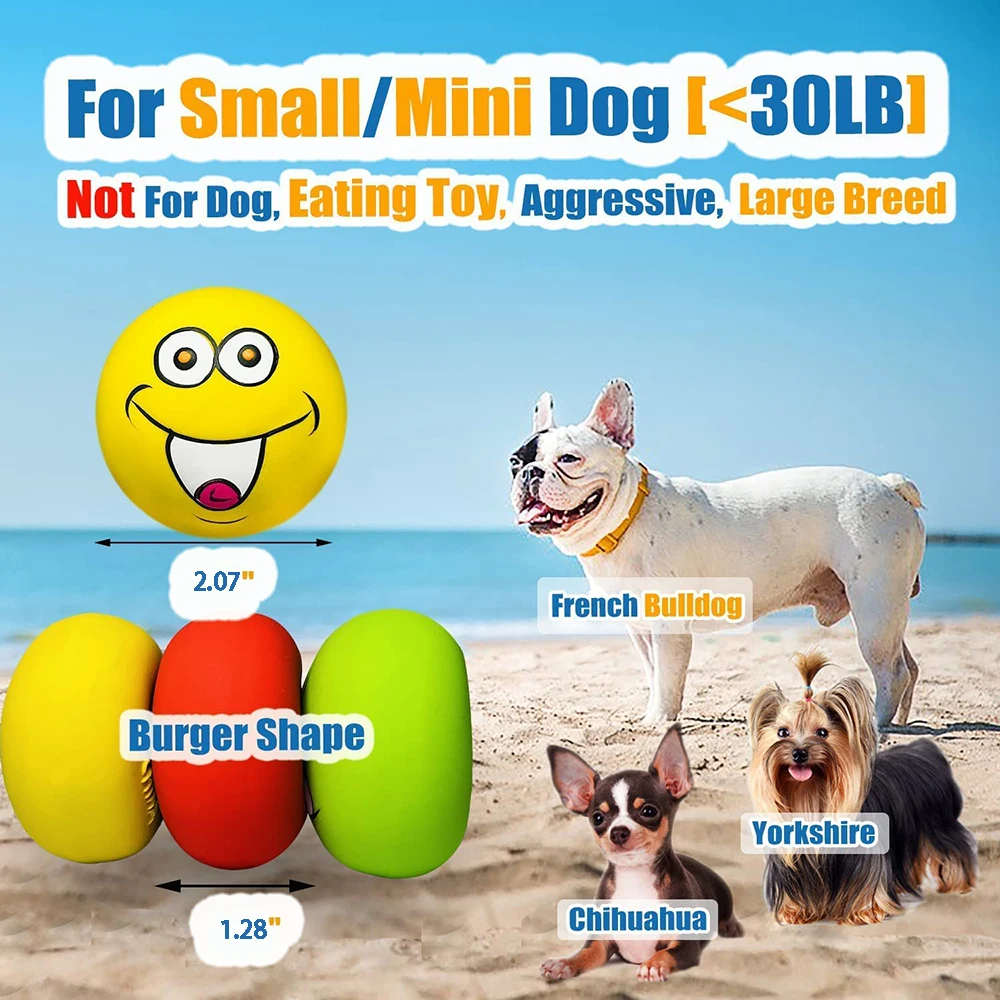 6 Pcs Latex Dog Squeaky Toys Rubber Soft Dog Toys Chewing Squeaky Toy Fetch Play Balls Toy for Puppy Small Pets Dog Accessories