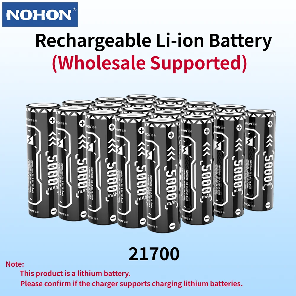 

Nohon 21700 Rechargeable Battery 3.6V 5000mAh Lithium Batteries Li-ion Rechargeable Battery for Home Office Wholesale Supported