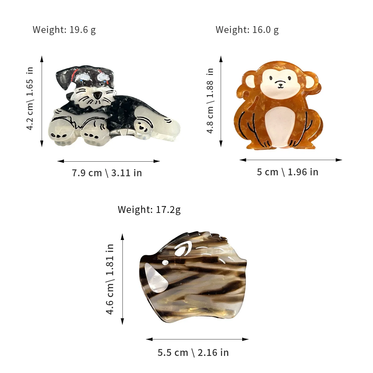 Cute hair claw clip Animal hair claws Puppy hair claws Schnauzer hair claws Monkey hair clip Accessories for women