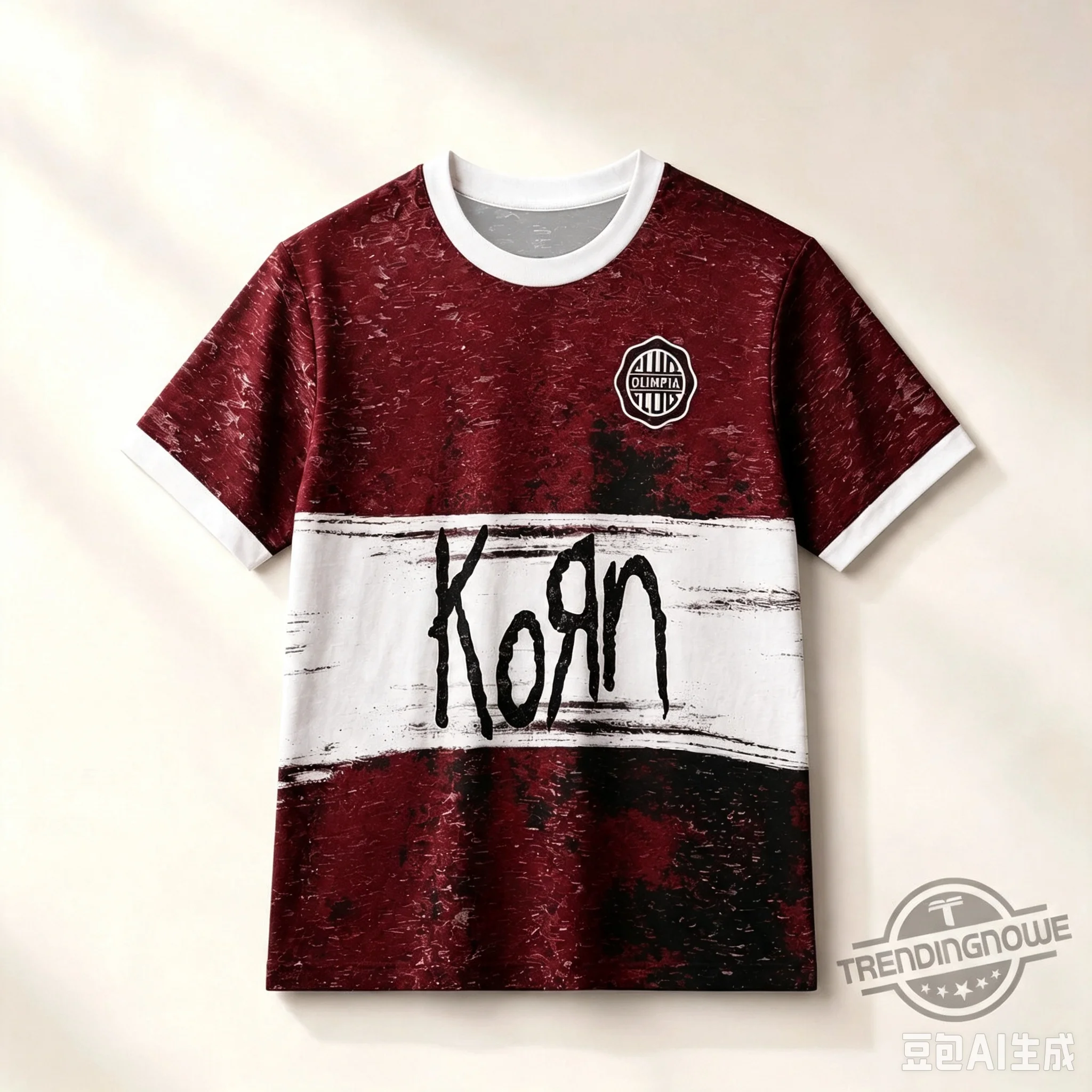 Retro Family Replica Inspired Black‑White Block Rock Band Jersey Parent‑Kid White Trim Crew Neck Distressed Texture Sport TShirt