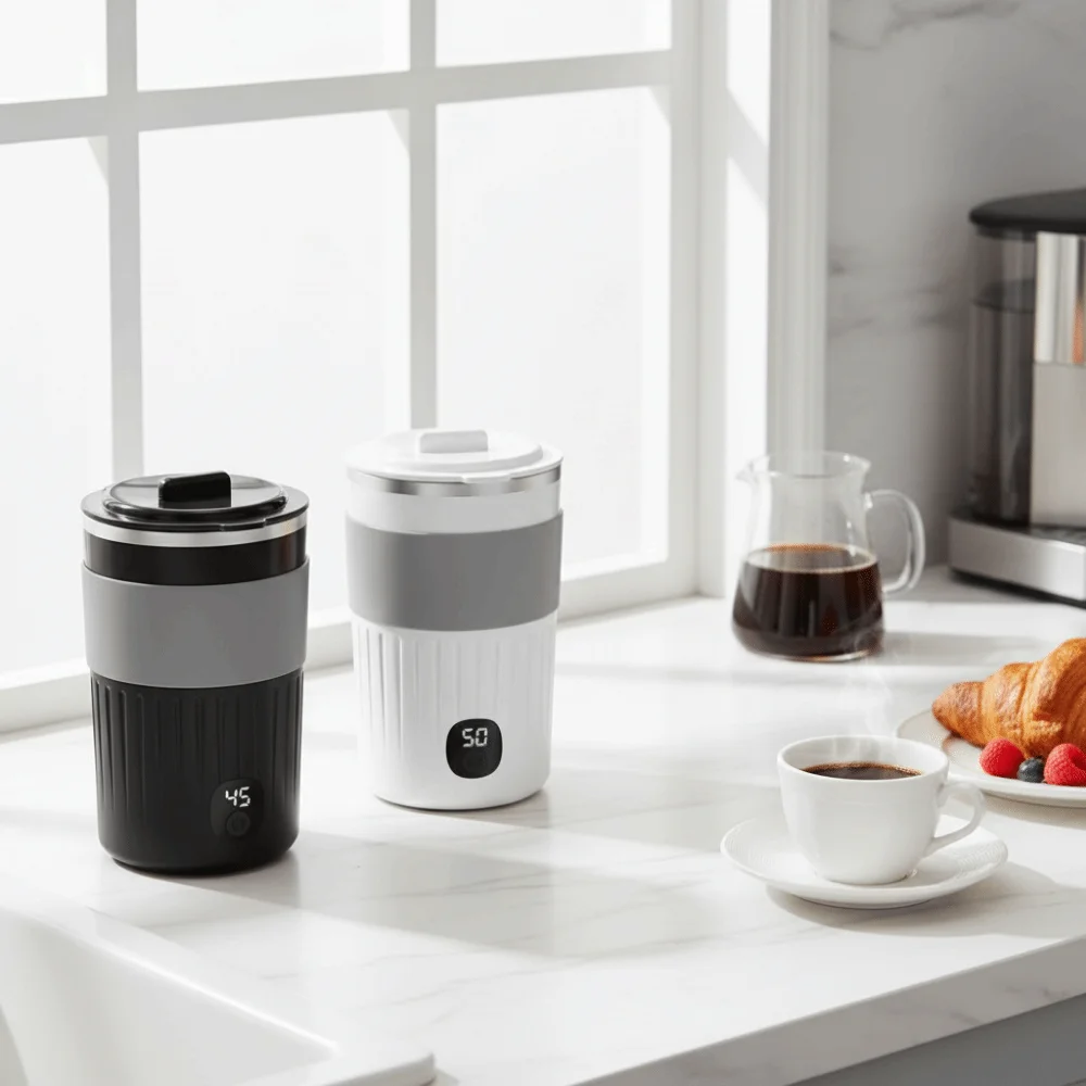 400mL Automatic Stirring Cup USB-Charging Rechargeable Electric Stirrer Mug Magnetic Stirring with Temperature Display