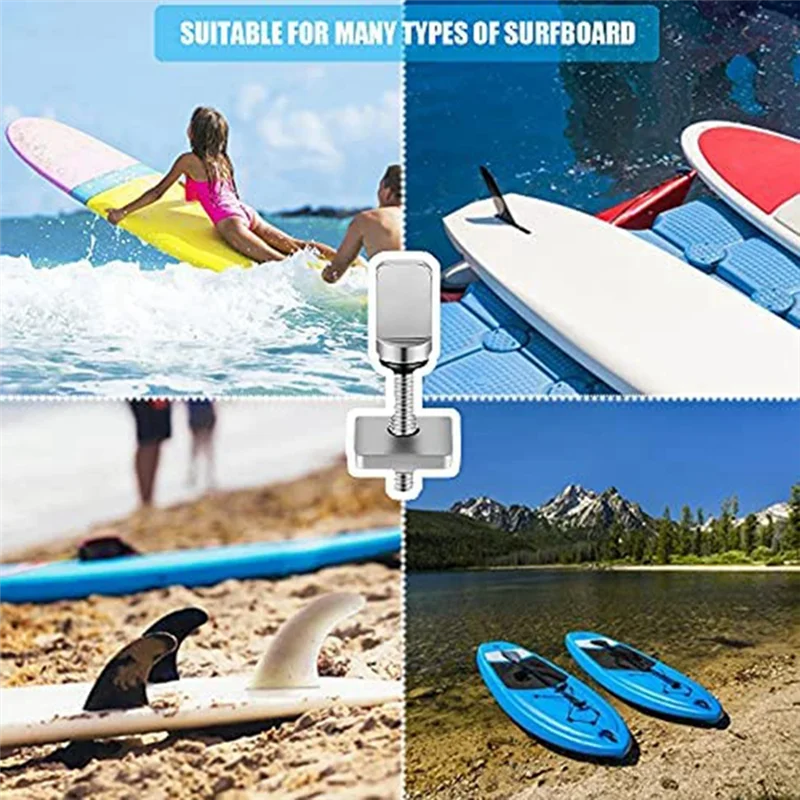 6 tornillos de aleta para tabla de surf, sin herramienta, tornillo de aleta de pulgar de acero inoxidable para SUP Surf Longboard Paddleboard F