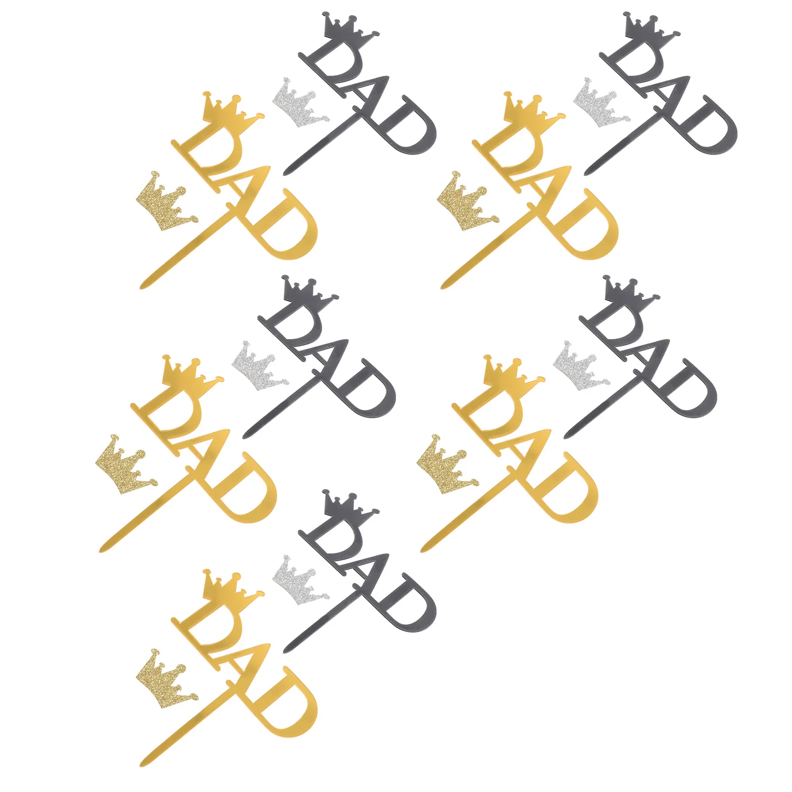 

10Pcs Glitter Crown Dad Cake Toppers Perfect for Father's Day Birthday Cake Decorations Cupcake Inserts