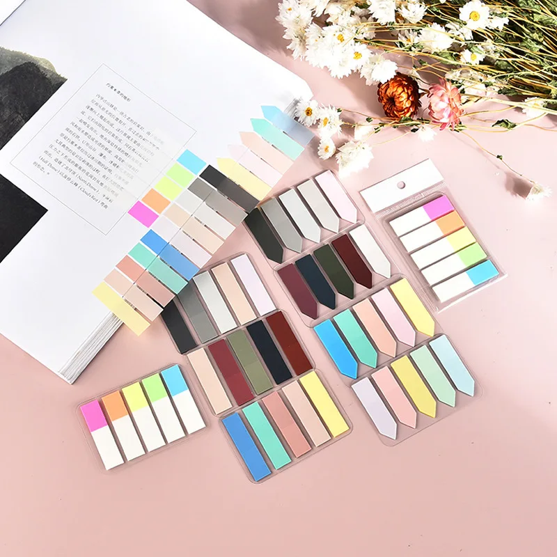 Kawai Stationery Pet Color Flat Sticky Note Arrow Classification Index Sticker Macaron Morandi Retro Color Label Wholesale Gift