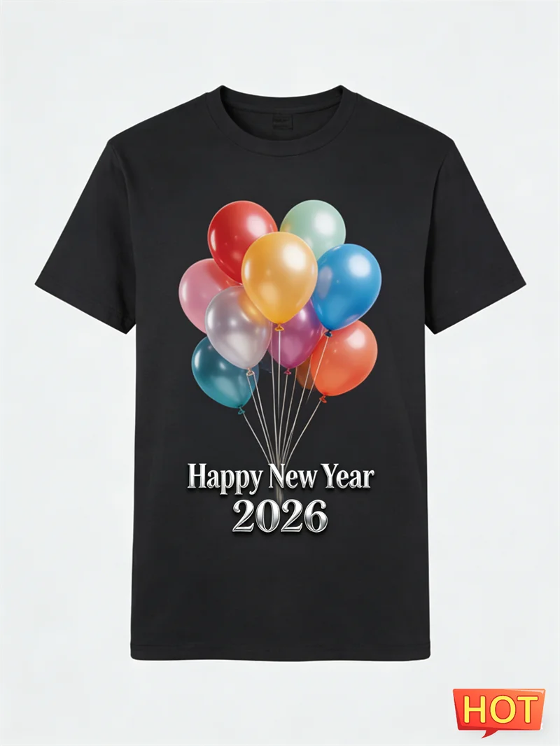 

2026 Новые модные новогодние футболки для мужчин, модная уличная одежда, футболки с короткими рукавами с круглым вырезом и 3D принтом, повседневные футболки большого размера