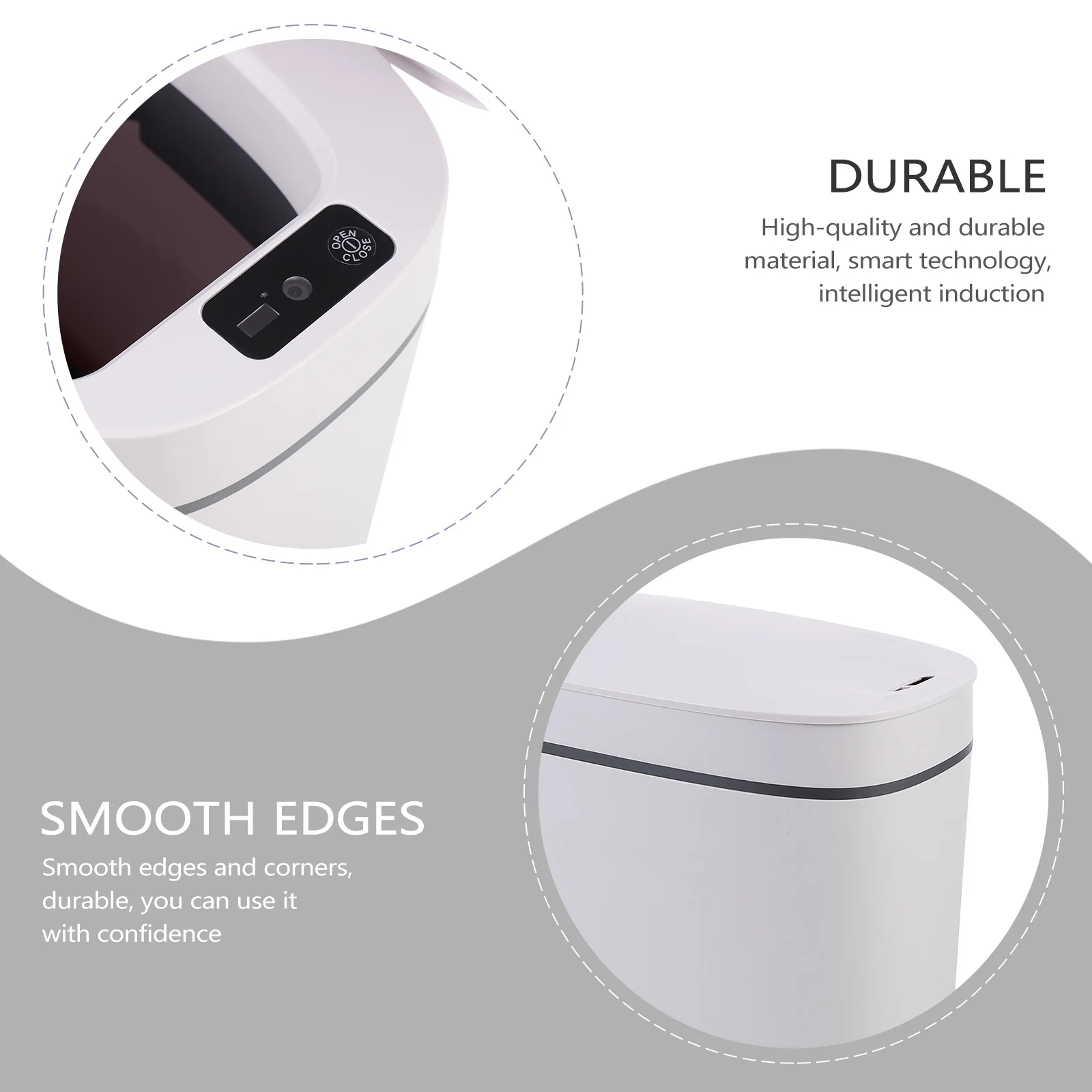 

Smart Trash Can High Quality PP Material Large Capacity Daily Garbage Tightly Sealed USB Charging Sensor Dustbin Waste Bin