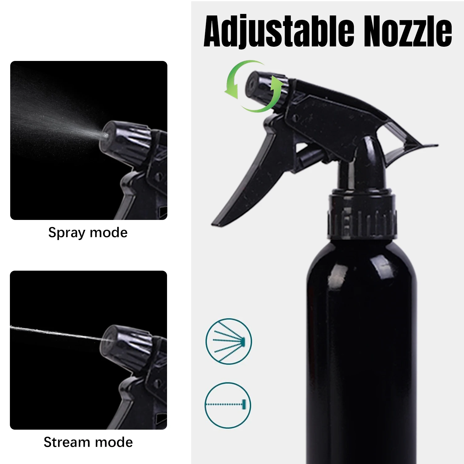 Black Metal Trigger Spray Bottle 16OZ Continuous Fine Mist Detachable Nozzle Anti-Corrosion Tattoo Disinfect Hair Mist Sprayer
