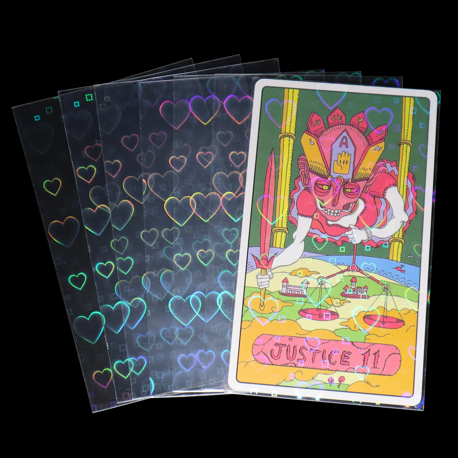 

80pcs/Lot Holographic Tarot Card Sleeves Foil Shinny Laser Heart Shaped Holo Oracle Card Protectors Fit Standard Tarot Cards