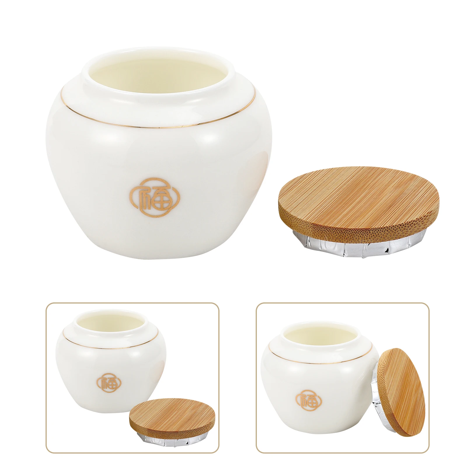 

Ceramic Tea Canister Spice Jars Containers for Kitchen Storage Beautiful Design Round Details Finely Polished Exquisite