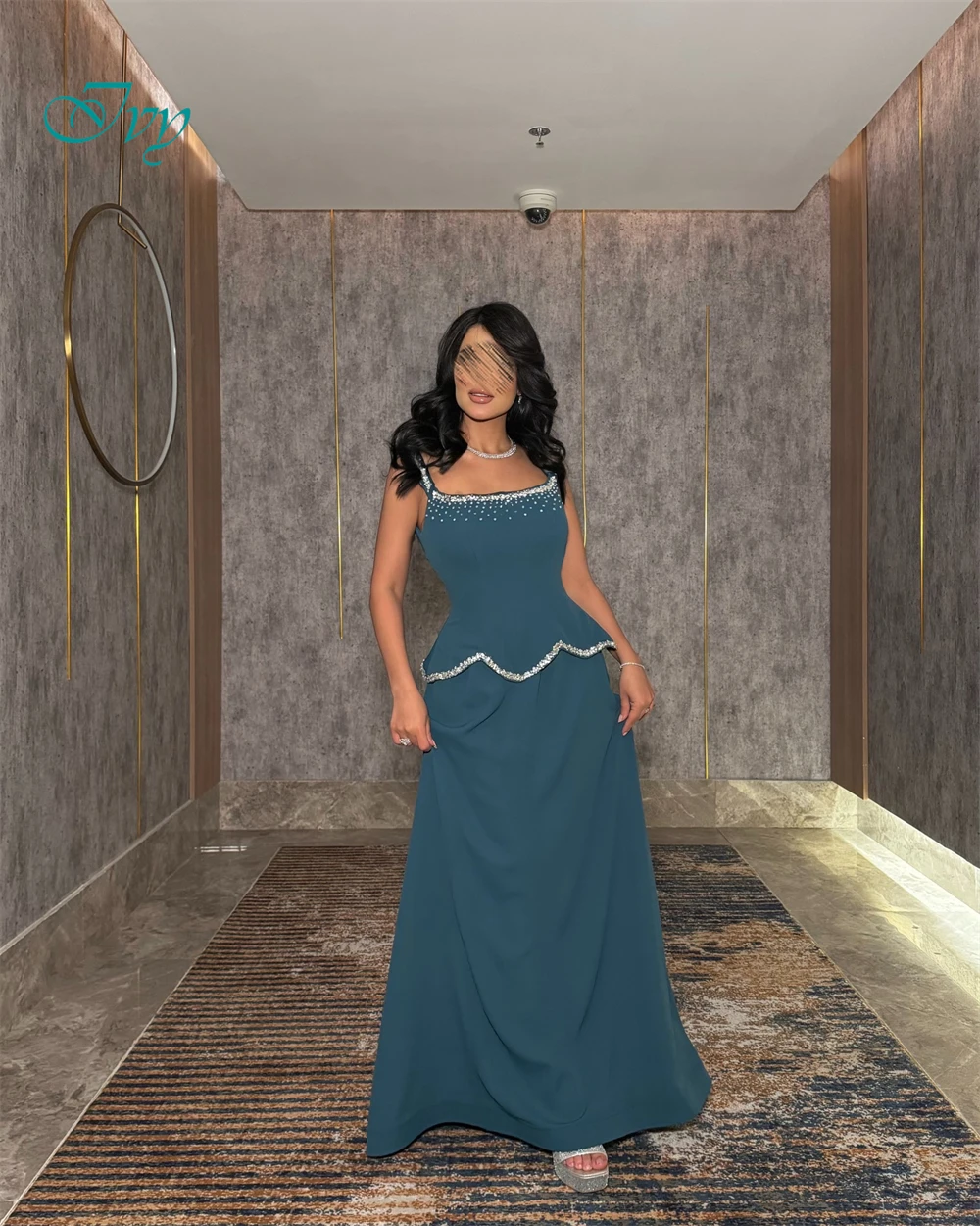 Robe de soirée personnalisée, col carré, sans manches, en mousseline de soie, de haute qualité, robes de bal délicates en cristal