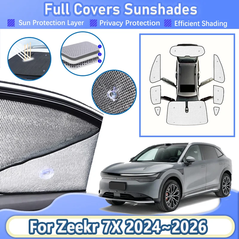 

Car Sunshades For Zeekr 7X Accessories CX1E 2024 2025 2026 Full Visor Protection Windshield Visor Cover Shades Auto Accessories