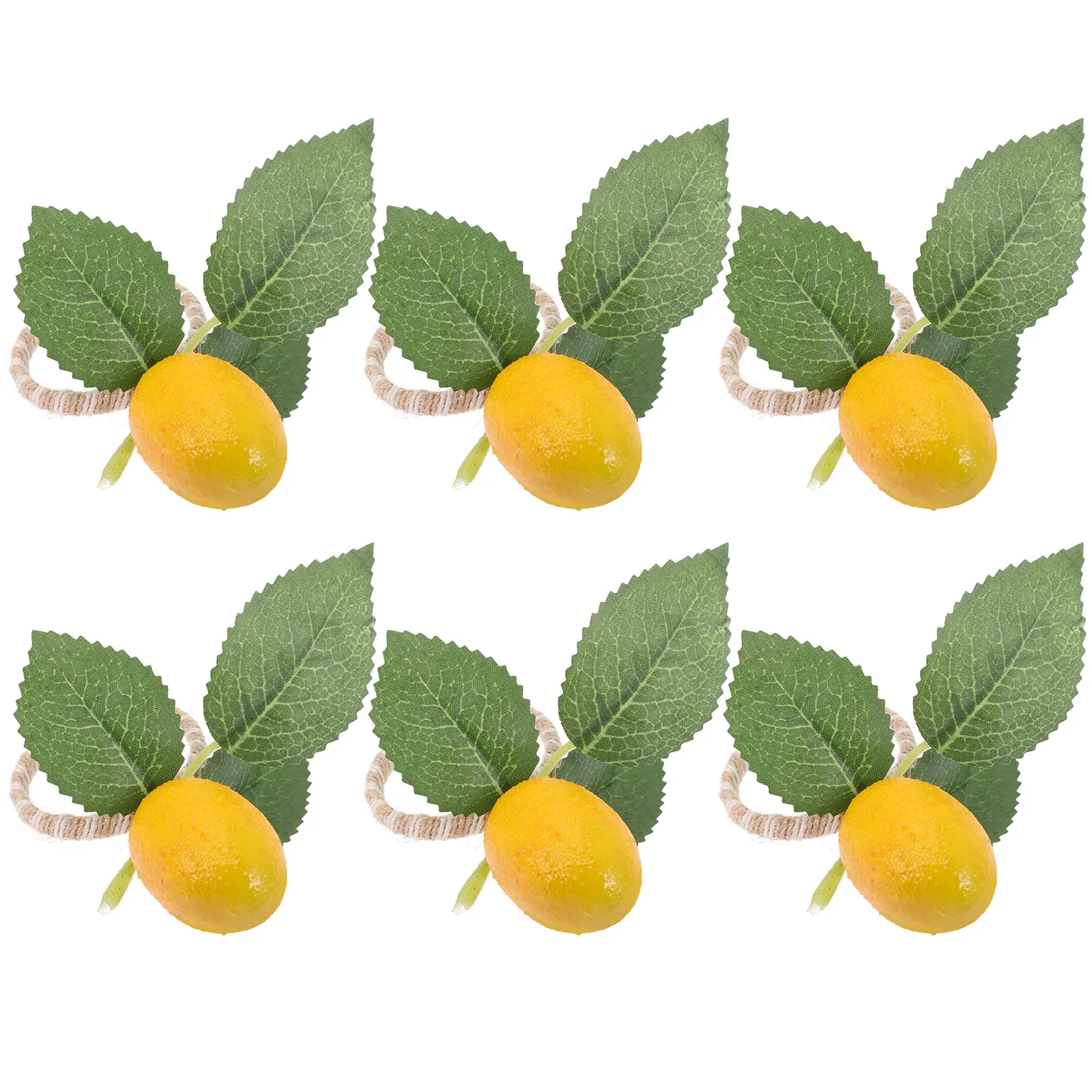6Pcs Delicate Yellow Lemon Napkin Buckles Fruit Themed Napkin Rings for Banquet Gathering Daily Meal Centerpiece Decoration