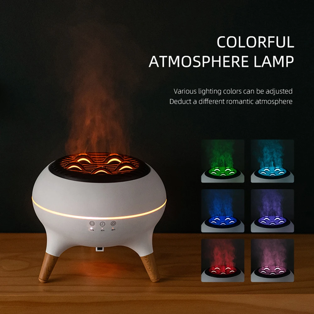 Simulate Flame Aroma Diffuser,Remote Control Adjusted Colorful Atmosphere Lighting, Add Aromatherapy Essential Oil , Essent
