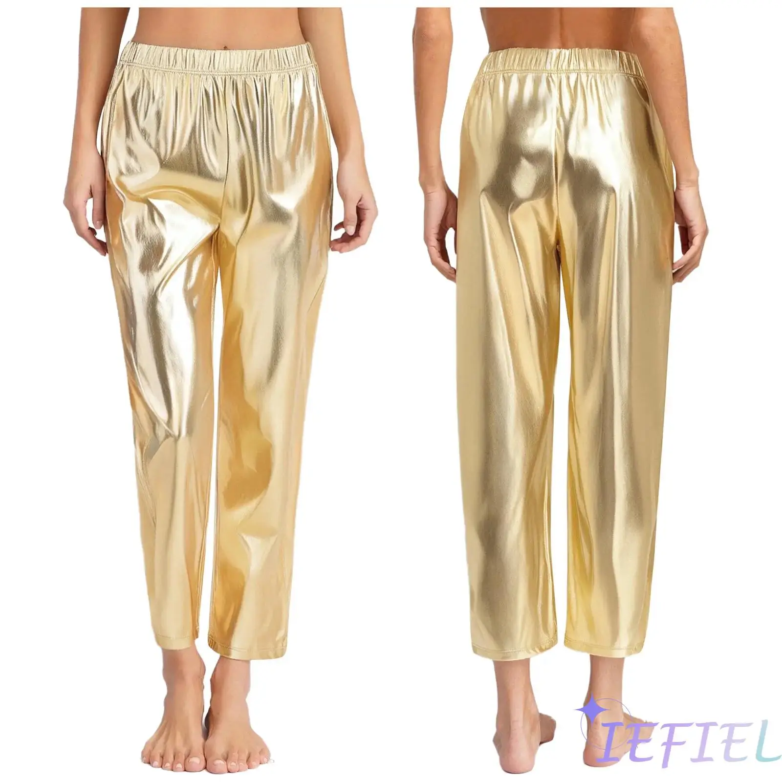 

Women Liturgical Praise Dance Jazz Dance Costume Metallic Pants Shiny Long Pants Straight Pants for Disco Jazz Stage Performance