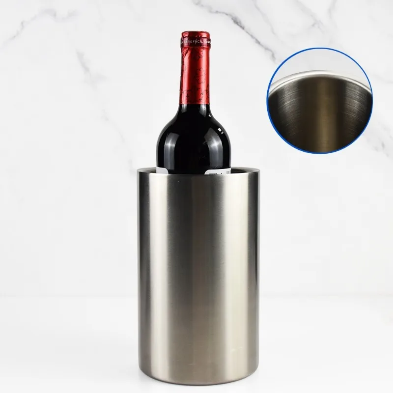 

Wine Cooler- Ice Bucket Double Wall Stainless Steel - Multipurpose Use as Kitchen Utensil Holder and Flower Vase