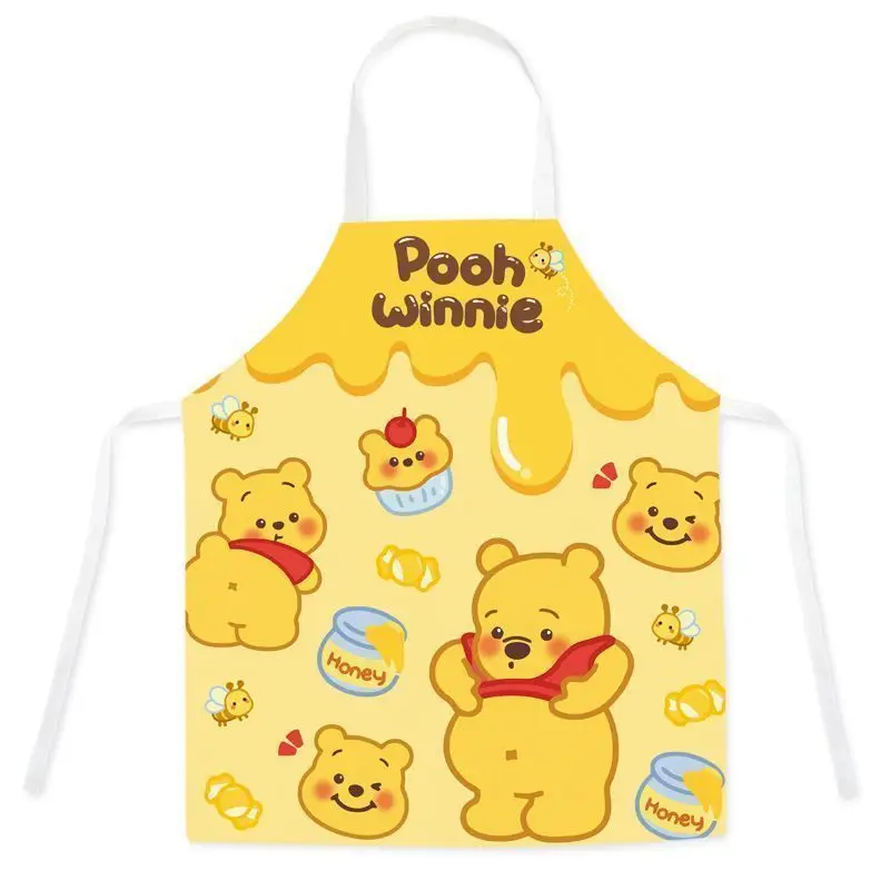 Disney Pooh Bear Cute Home Cartoon Print Baking Shop Anti-oil Stain Thin Sleeveless Halter Apron Kitchen Special Work Clothes