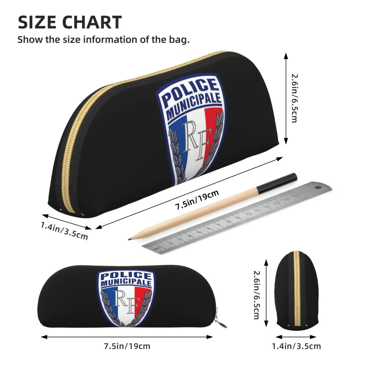 INSEGNE DEL POLIZIA MUNICIPALE FRANCESE Astuccio Portapenne Portapenne Forniture di cancelleria Astuccio per penne Astuccio per regali per ragazzi e ragazze