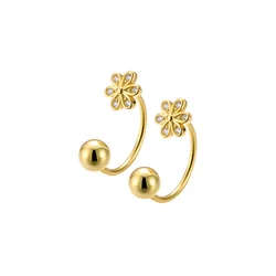 Fashion Simple Spring Stud Earrings For Women Little Flower Zircon Screw-Back Minimal Thin Ear Nail Piercing Accessories Jewelry