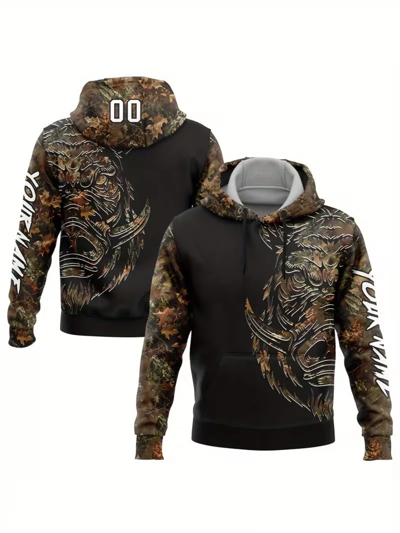 Customized Name Number 3D Printed Hunting Hoodie American Vintage Forest Hunter Hoodie Autumn/Winter Men's Pullover Tracksuits