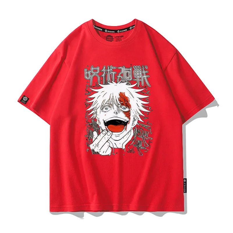 Jujutsu Battle New Style Men's And Women's Fashion T-shirt Pure Cotton Printed Summer Top Fuhei Shier Wu Tiaowu
