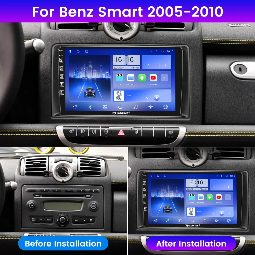 Android Car Radio For Benz Smart 2005-2010  Car Stereo 2Din Octa Core GPS Navigation Player IPS Screen Carplay Android Auto