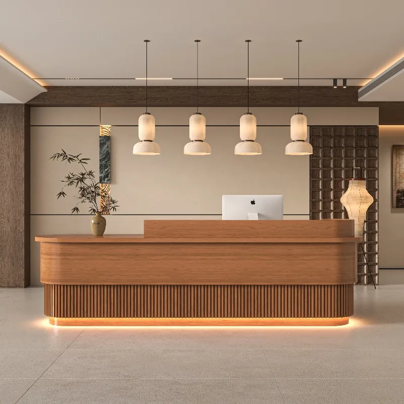 Reception del ristorante Bancone reception Banchi reception classici lunghi e moderni Mobili per ufficio reception per cliniche a forma di L