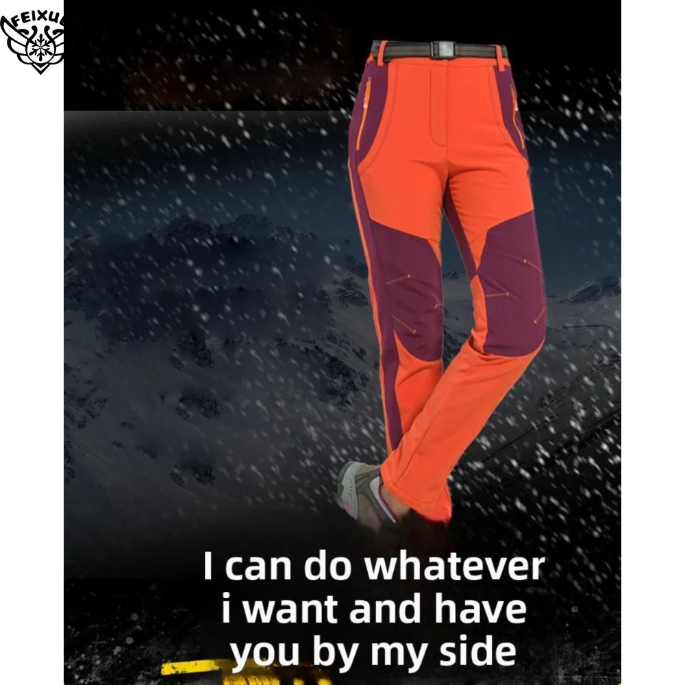 

Thick Warm Fleece Hiking Pants Woman Winter Waterproof Windproof Outdoor Soft Shell Rain Trousers Trekking Camping Ski Pants