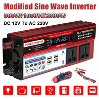 500/1500/2000W Power Inverter Modified Sine Wave Solar Power DC 12V To AC 220V Voltage Transformer Car Adapter Chargig Converter