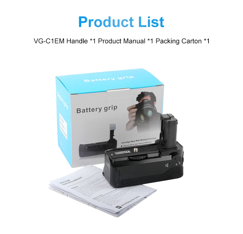 VG-C1EM Vertikaler Batteriegriff für Sony A7 A7S A7R Spiegellose Kameras Doppelte NP-FW50 Steckplätze Vollformat-Handgriff für Porträtaufnahmen – Detail 10