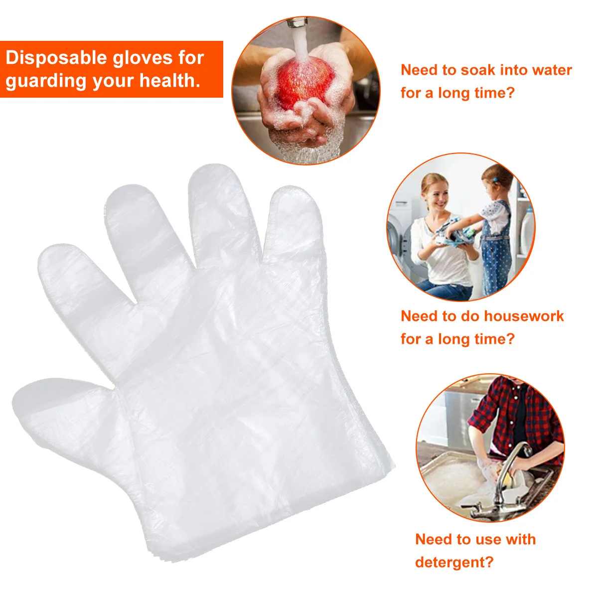 500Pcs Disposable Gloves Plastic Dishwashing Durable for Multiple Applications Simple Design Practical for Daily Use and
