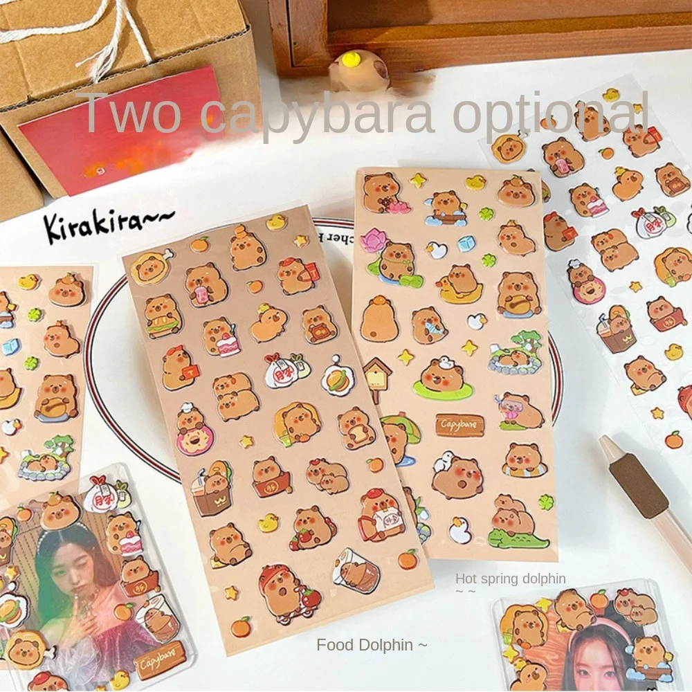 New PVC Capybara Bubble Stickers Lovely 3D Hand Accounting Stickers DIY Reusable Stationery Stickers