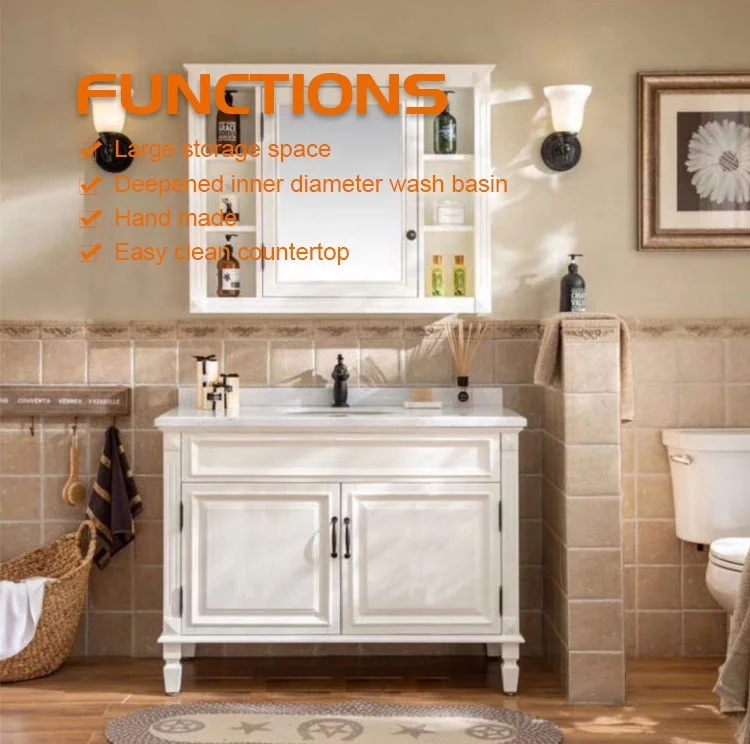 Bathroom Furniture Set Waterproof MDF Storage Vanity Bathroom Cabinet Shelf With Mirror Sink